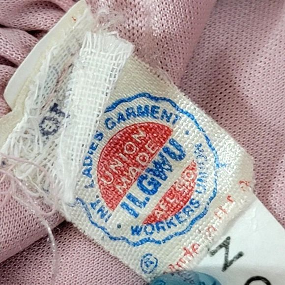 Vintage 70s Union Made Pink‎ Draped Back Cinched Shoulder Disco Dress Tie Belt - Picture 11 of 12